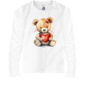 Детская футболка с длинным рукавом Плюшевый мишка с сердечком (3)