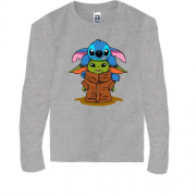Детская футболка с длинным рукавом Stitch and Baby Yoda
