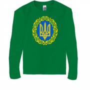 Детская футболка с длинным рукавом "Герб Украины с узором"