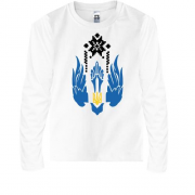 Детская футболка с длинным рукавом с Украинским орнаментом и тризубом