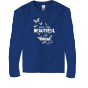 Детская футболка с длинным рукавом с бабочками "Beautiful"