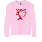 Детская футболка с длинным рукавом с деревом в виде сердца (Вышивка)