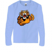 Детская футболка с длинным рукавом с грозным тигром