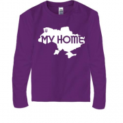 Детская футболка с длинным рукавом с картой "My HOME"