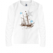 Детская футболка с длинным рукавом с кораблем и звездами