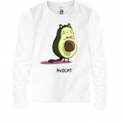Детская футболка с длинным рукавом с котом авокадо (Avocat)