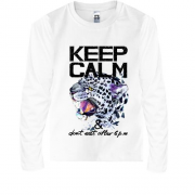 Детская футболка с длинным рукавом с леопардом Keep calm & dont 