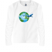 Детская футболка с длинным рукавом с летящим самолётом