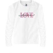 Детская футболка с длинным рукавом с надписью Love Love (Вышивка)