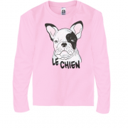 Детская футболка с длинным рукавом с надписью "Le Chien" и собакой