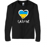 Дитячий лонгслів з надписью "Україна" і сердечком