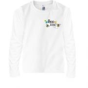 Детская футболка с длинным рукавом с пчелами - Bee Kind (Вышивка)