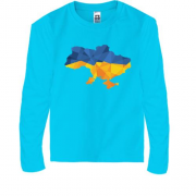 Детская футболка с длинным рукавом с полигональной картой Украины