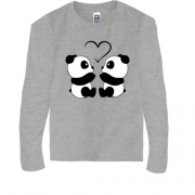 Детская футболка с длинным рукавом с влюблёнными пандами и сердцем