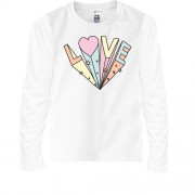 Детская футболка с длинным рукавом со спекторной надписью "Love"