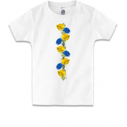 Детская футболка с желто-голубыми цветами в стиле вышиванки