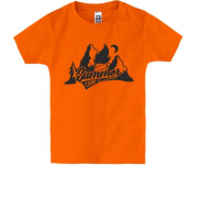 Детская футболка с горами и костром "Summer camp"