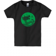 Дитяча футболка з китайським зеленим драконом та ієрогліфом