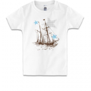 Детская футболка с кораблем и звездами