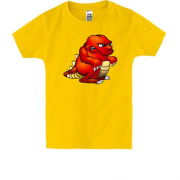 Детская футболка с красным динозавром