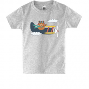 Детская футболка с медведем в самолете