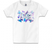 Дитяча футболка з написом "Fly" і метеликами