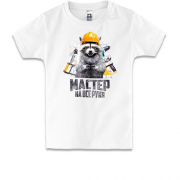 Детская футболка с надписью "Мастер на все руки" и енотом