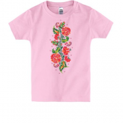 Дитяча футболка з петриківським орнаментом в стилі вишиванки
