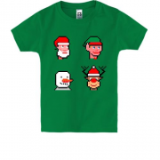 Дитяча футболка з піксельними новорічними персонажами