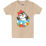 Детская футболка с пингвинёнком в чашке