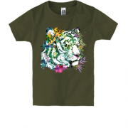 Детская футболка с тигром в цветах