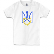 Детская футболка с вышитым стилизованным тризубом с сердцем (Вышивка)