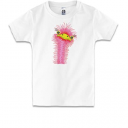 Детская футболка с вышитым страусенком - девочкой (Вышивка)
