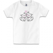 Детская футболка с влюбленными котиками - (Вышивка)