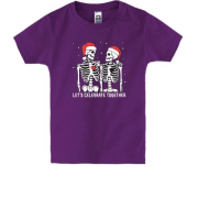 Детская футболка с влюблёнными скелетами "Новый Год"