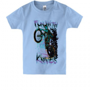 Детская футболка с зомби на велосипеде