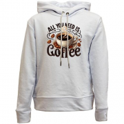 Детский худи без флиса All You need is Coffee