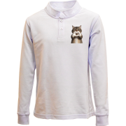 Дитячий лонгслів поло Кіт із серцем