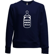 Детский свитшот без начеса с надписью Need more milk