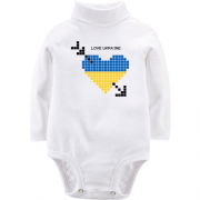 Детское боди LSL Love Ukraine (желто-синее пиксельное сердце)