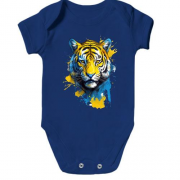 Дитячий боді з тигром у жовто-синіх фарбах