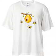 Футболка Oversize с пчелиным ульем и пчелами