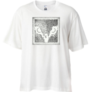 Футболка Oversize с птицей нарисованной точками