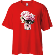 Футболка Oversize с рисунком букета гортензии (арт)