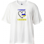 Футболка oversize з вишивкою I Support Ukraine (Вишивка)