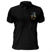 Чоловіча футболка-поло Вовк із жовто-синім намистом