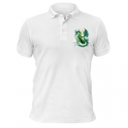 Чоловіча футболка-поло Зелений акварельний дракон