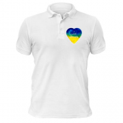 Чоловіча футболка-поло "I love Ukraine" на серці (міні)