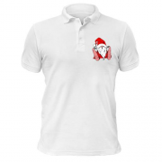 Чоловіча футболка-поло "Санта сидить із шапкою на очах"