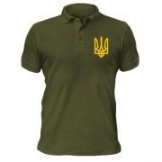 Чоловіча футболка-поло з маленьким гербом України на грудях